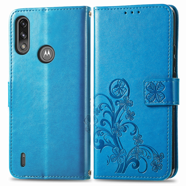 Levně ART Peňaženkový kryt Motorola E7 Power / E7i Power FLOWERS modrý