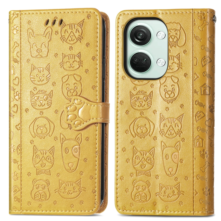 ART Peněženkový kryt One Plus Nord 3 5G ANIMALS žlutý