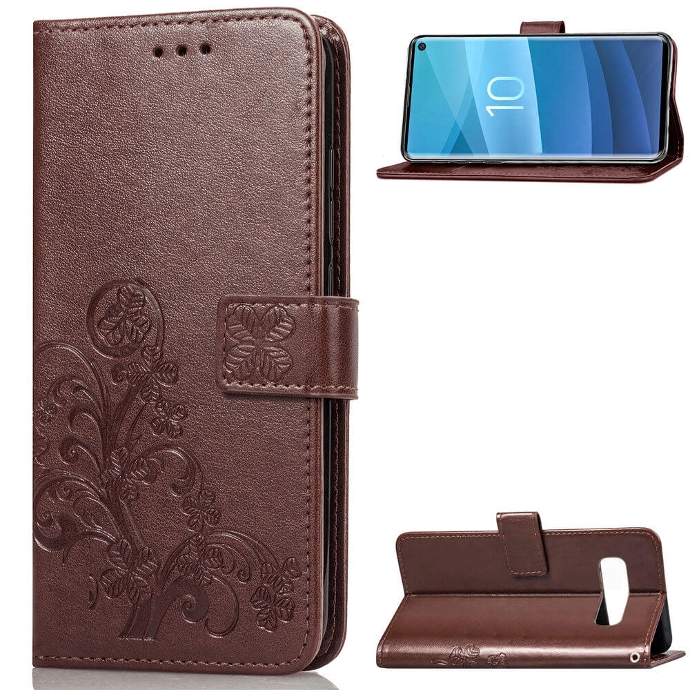 FORCELL ART Peňaženkový obal Samsung Galaxy S10 FLOWER hnědý