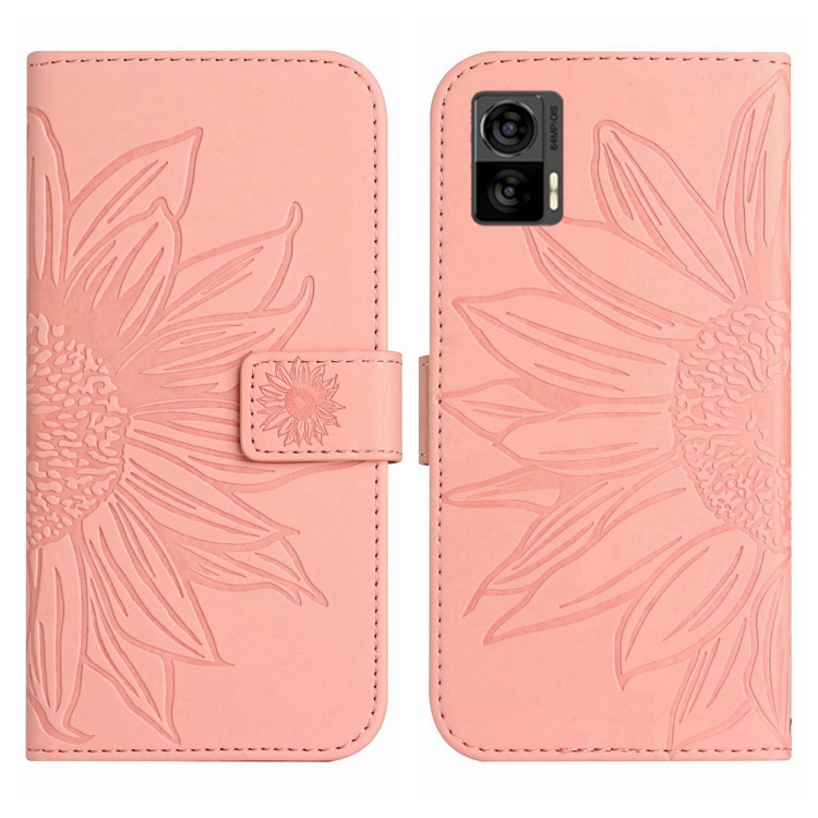 ART SUN FLOWER Peněženkové pouzdro s řemínkem Motorola Edge 30 Neo růžový