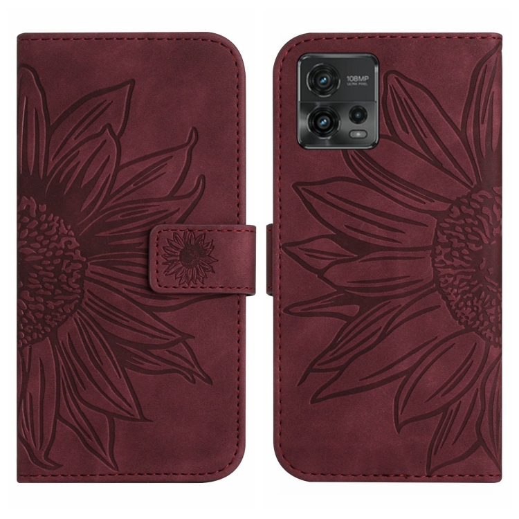 Levně ART SUN FLOWER Peněženkové pouzdro s řemínkem Motorola Moto G72 bordó