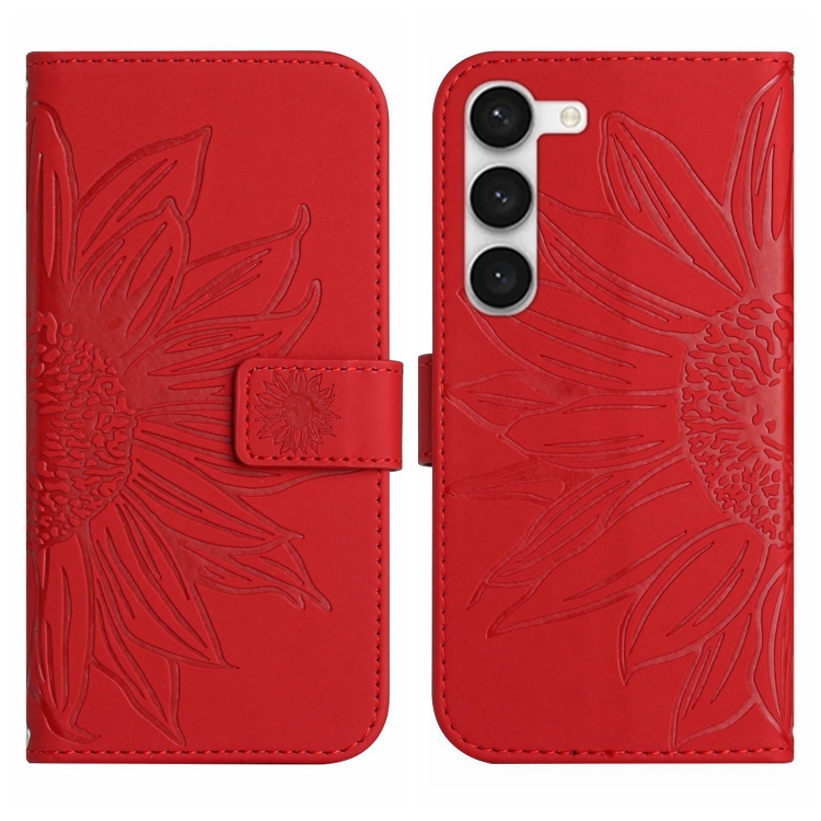 Levně ART SUN FLOWER Peněženkové pouzdro s řemínkem Samsung Galaxy S23 5G červené