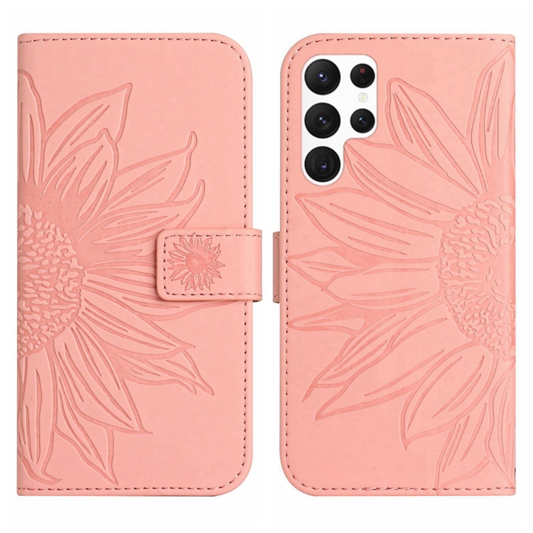 ART SUN FLOWER Peněženkové pouzdro s řemínkem Samsung Galaxy S23 Ultra 5G růžové
