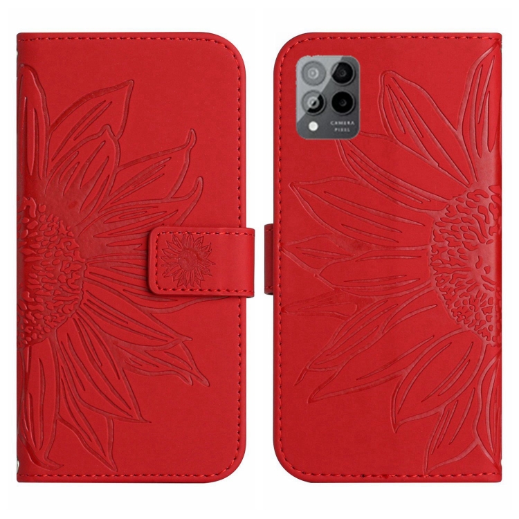 Levně ART SUN FLOWER Peněženkové pouzdro s řemínkem T Phone Pro / T Phone Pro 2023 červené