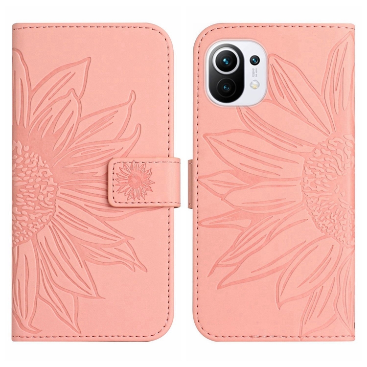 ART SUN FLOWER Peněženkové pouzdro s řemínkem Xiaomi Mi 11 Lite / Mi 11 Lite 5G růžové