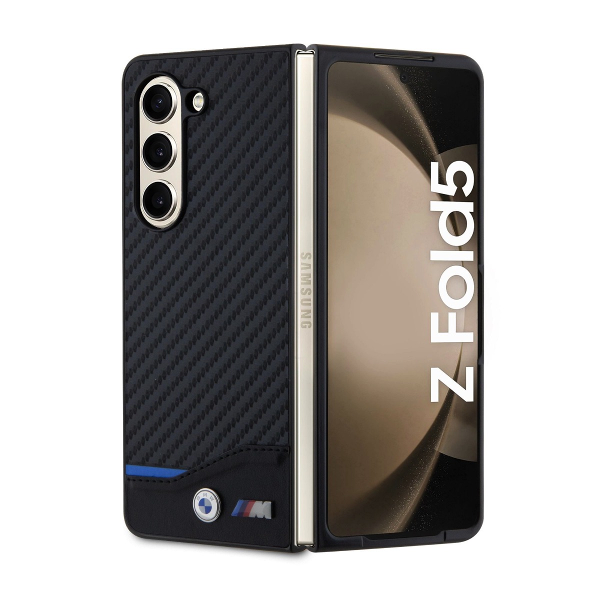 Levně BMW PU CARBON Zadní kryt pro Samsung Galaxy Z Fold 5 5G černý