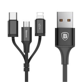 BASEUS 3V1 Datový kabel (USB Typ-C / Lightning / microUSB) černý
