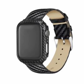 CARBON Kožený řemínek + obal Apple Watch 5 / Watch 4 (40mm) černý