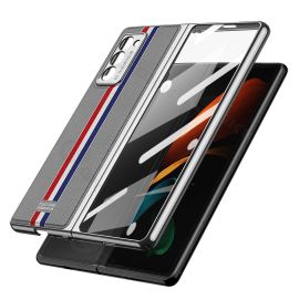 GKK LEATHER Kryt se sklem Samsung Galaxy Z Fold 2 5G Tricolour šedý
