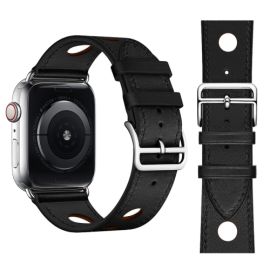 HOLE Kožený řemínek Apple Watch 7 (41mm) / 6 / SE / 5/4 (40mm) / 3/2/1 (38mm) černý