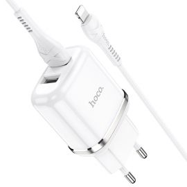 HOCO N4 Síťová nabíječka 2x USB + Lightning kabel bílá