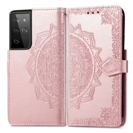 ART Peňaženkový kryt Samsung Galaxy S21 Ultra 5G ORNAMENT růžový