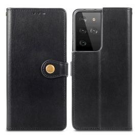 LEATHER BUCKLE Peňaženkový obal Samsung Galaxy S21 Ultra 5G černý