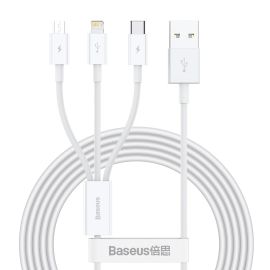 BASEUS SUPERIOR 3v1 Datový kabel ( USB Typ-C / Lightning / micro USB ) bílý