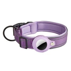 PROTEMIO GLOWY PAW Reflexní obojek pro Apple AirTag VELIKOST: M - fialový