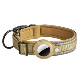 PROTEMIO GLOWY PAW Reflexní obojek pro Apple AirTag VELIKOST: M - šedo-hnědý