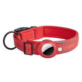 PROTEMIO GLOWY PAW Reflexní obojek pro Apple AirTag VELIKOST: M - červený