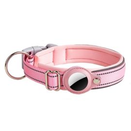 PROTEMIO GLOWY PAW Reflexní obojek pro Apple AirTag VELIKOST: M - růžový