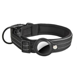 PROTEMIO GLOWY PAW Reflexní obojek pro Apple AirTag VELIKOST: M - černý