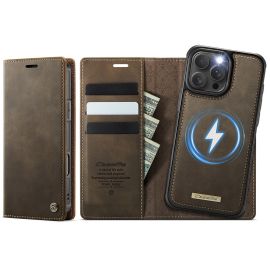 CASEME C49 Peněženkové pouzdro a zadní kryt 2v1 Apple iPhone 16 Pro Max hnědý