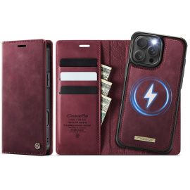 CASEME C49 Peněženkové pouzdro a zadní kryt 2v1 Apple iPhone 16 Pro Max červený