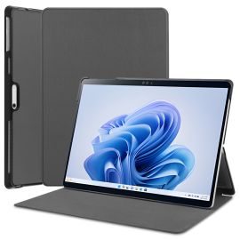 LEATHER Zaklápěcí kryt pro Microsoft Surface Pro 9 / 10 / 11 šedý