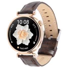 LEATHER Kožený řemínek pro Garmin Lily 2 / Lily 2 Active Brown Bamboo Grain