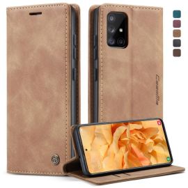 CASEME Peněženkový obal pro Samsung Galaxy A51 světle hnědý
