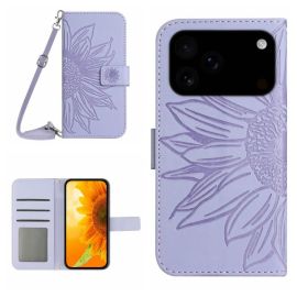ART SUNFLOWER Peněženkový kryt se šňůrkou pro Apple iPhone 17 Pro fialový