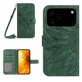 ART SUNFLOWER Peněženkový kryt se šňůrkou pro Apple iPhone 17 Pro zelený