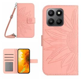 ART SUNFLOWER Peněženkový obal se šňůrkou pro Honor 400 Smart 5G / Honor X7d růžový