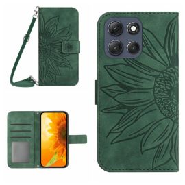 ART SUNFLOWER Peněženkový obal se šňůrkou pro Motorola Moto G86 5G zelený
