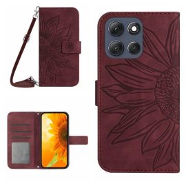 ART SUNFLOWER Peněženkový obal se šňůrkou pro Motorola Moto G86 5G bordó