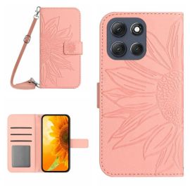 ART SUNFLOWER Peněženkový obal se šňůrkou pro Motorola Moto G86 5G růžový