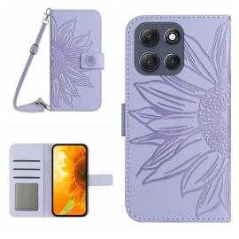 ART SUNFLOWER Peněženkový obal se šňůrkou pro Motorola Moto G86 5G fialový