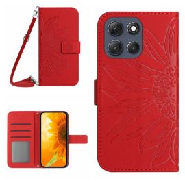 ART SUNFLOWER Peněženkový obal se šňůrkou pro Motorola Moto G86 5G červený