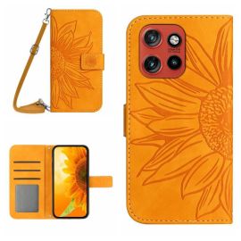 ART SUNFLOWER Peněženkový obal se šňůrkou pro Motorola Edge 60 Neo žlutý