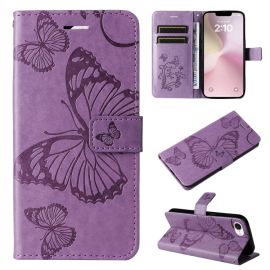 ART BUTTERFLY Peněženkový obal pro Apple iPhone 16e fialový