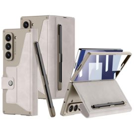 GKK SYNTHETIC Pouzdro se sklem a přihrádkou na stylus Samsung Galaxy Z Fold7 5G TITANIUM GREY