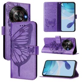 ART BUTTERFLY Peněženkový obal pro ZTE Blade A75 5G / Nubia Focus 5G fialový