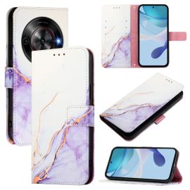 ART MARBLE Peněženkový kryt pro ZTE Blade A75 5G / Nubia Focus 5G WHITE PURPLE