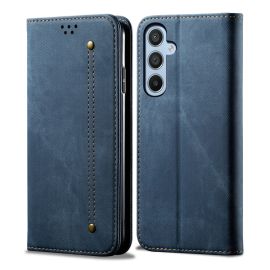 DENIM Peněženkový kryt pro Samsung Galaxy S25+ 5G modrý