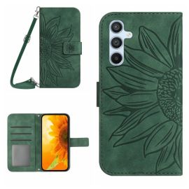 ART SUNFLOWER Peněženkový obal se šňůrkou pro Samsung Galaxy A17 / A17 5G zelený