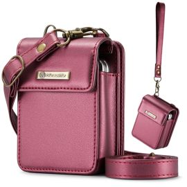 CASEME MINI Peněženkové pouzdro s řemínkem pro sérii Samsung Galaxy Z Flip červené