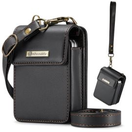 CASEME MINI Peněženkové pouzdro s řemínkem pro sérii Samsung Galaxy Z Flip černé