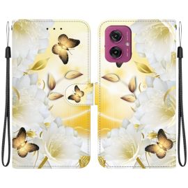 ART Peněženkový kryt pro Motorola Moto G55 5G GOLD BUTTERFLY