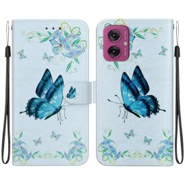ART Peněženkový kryt pro Motorola Moto G55 5G BLUE BUTTERFLY