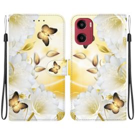 ART Peněženkový kryt pro Motorola Moto G05 / Moto E15 GOLD BUTTERFLY
