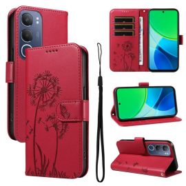 ART DANDELION Peněženkové pouzdro pro Vivo Y19s červené