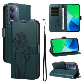 ART DANDELION Peněženkové pouzdro pro Vivo Y19s tmavě zelené